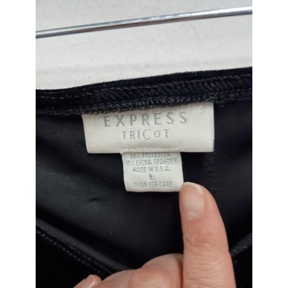 VTG Y2K Express Tricot Womens Maxi Skirt Large Black Velvet Side Slit Whimsygoth - Picture 4 of 7